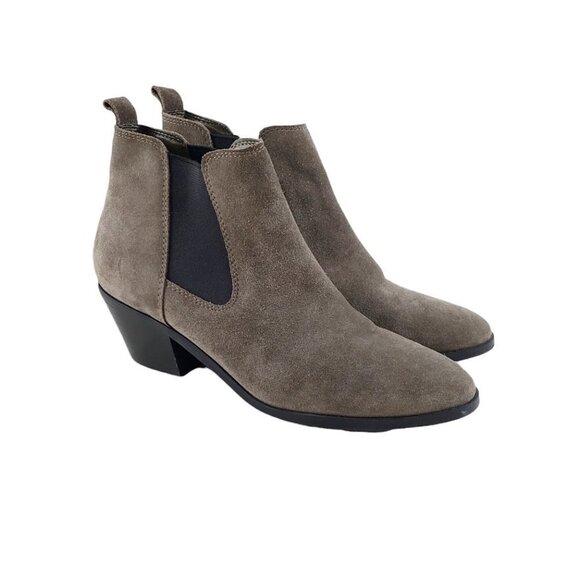 Marc Fisher Jayli Chelsea Booties Gray Suede Block Heel Womens Size 7.5 - Picture 1 of 11